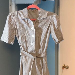 Vintage Striped Dress with real shell buttons